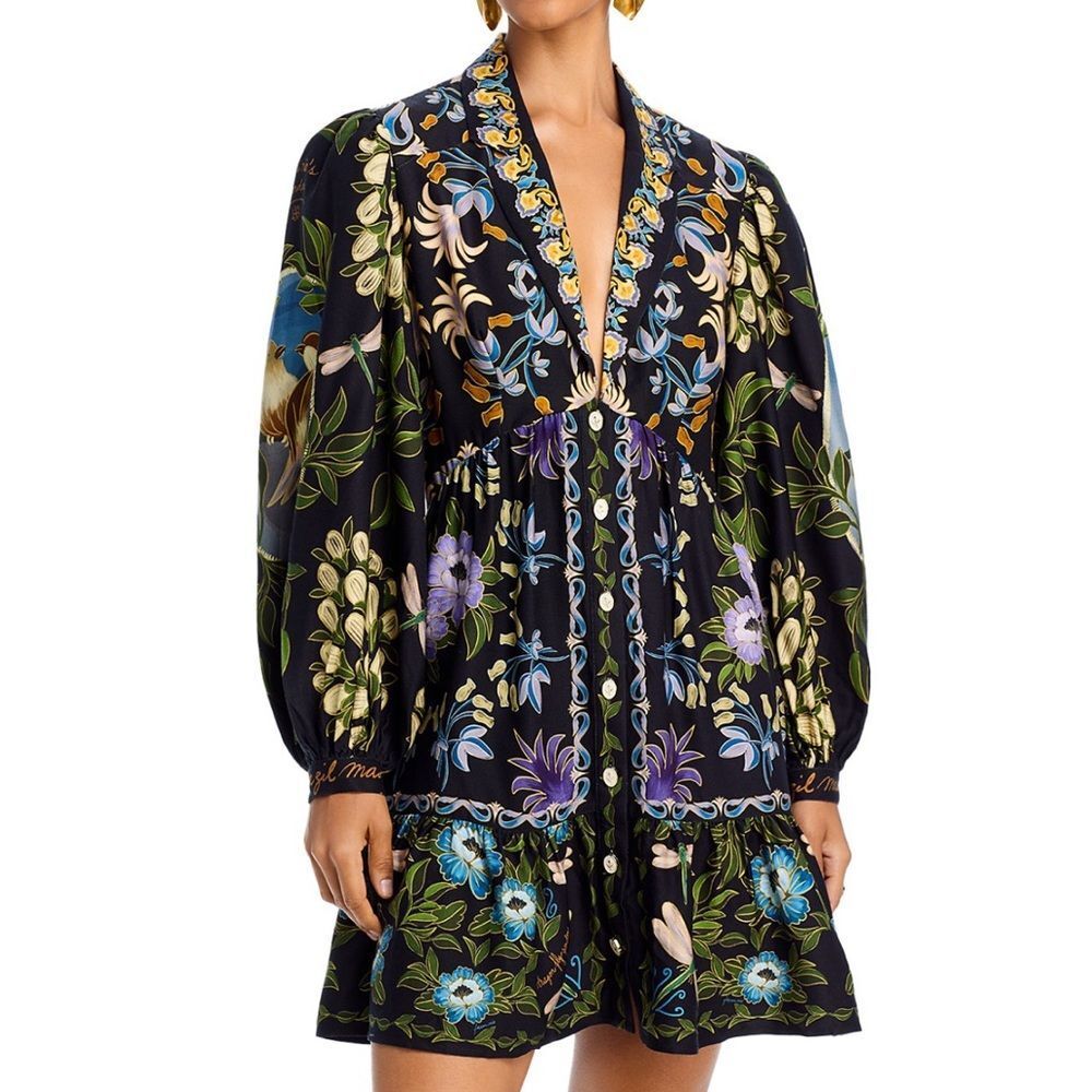 NWOT Farm Rio Winter Garden Mini Dress Winter Garden Cream Women XXS(MSRP$260)